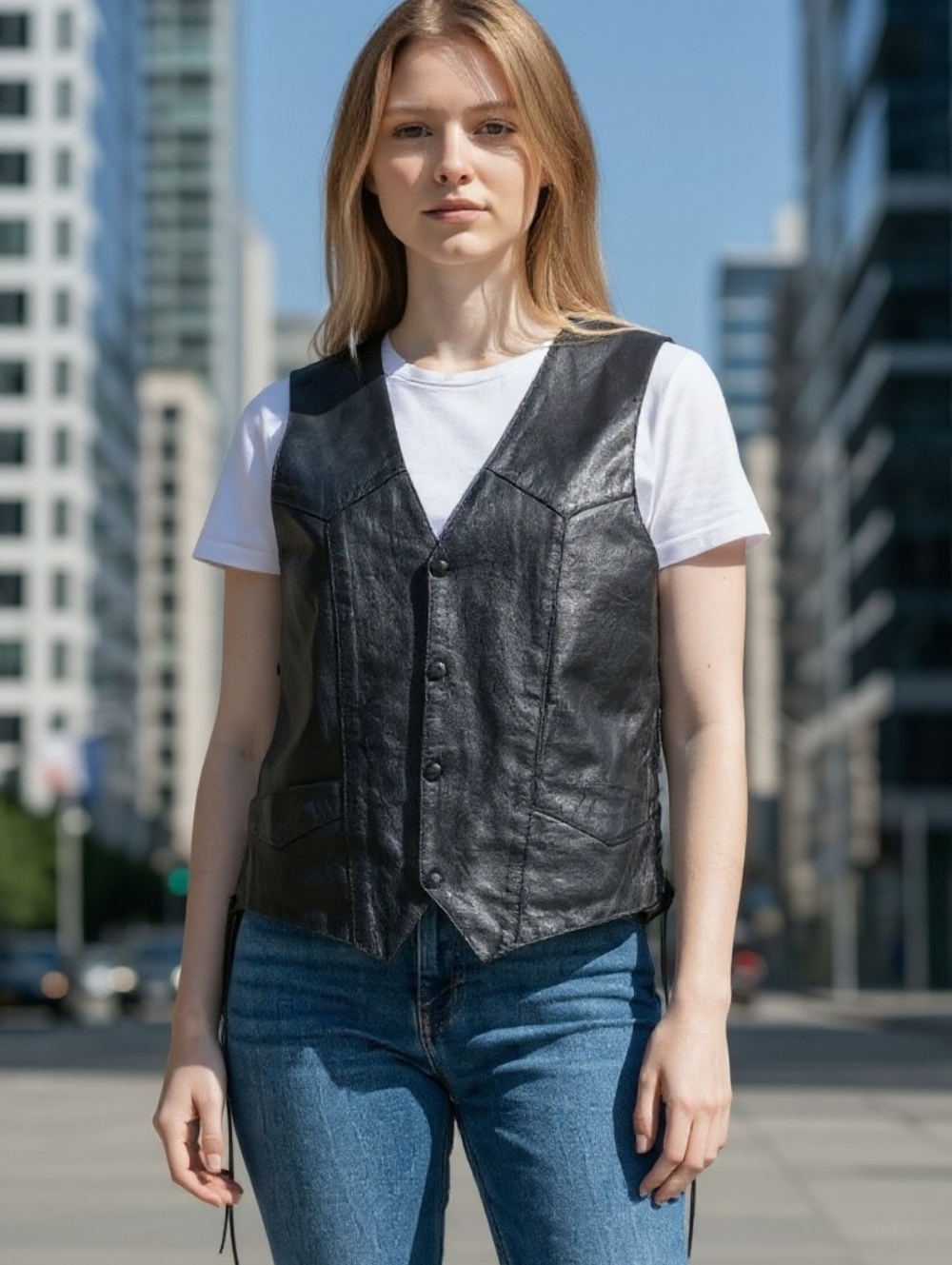 first genuine leather Adults motorcycle Vest Size 42